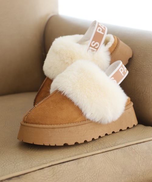 DEMETER（デメテル）の「厚底ソール ボリュームファー バックストラップ ムートンスリッパ（ブーツ・レディース・キャメル/グレー/ブラック・M/L/LL）」の12枚目の写真