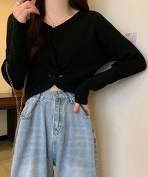 フロントツイスト ニットプルオーバー秋服