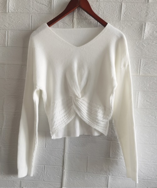Miniministore(ミニミニストア)の「フロントツイスト ニットプルオーバー秋服(ニット/セーター・レディース・ブラック/ベージュ/アイボリー/グリーン/ホワイト・FREE)」の20枚目の写真