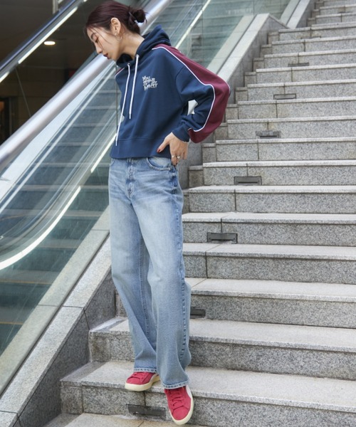 Auntie Rosa Holiday（アンティローザホリデー）の「裏毛ライン配色フーディー（パーカー・レディース・チャコールグレー/ネイビー・FREE）」の20枚目の写真