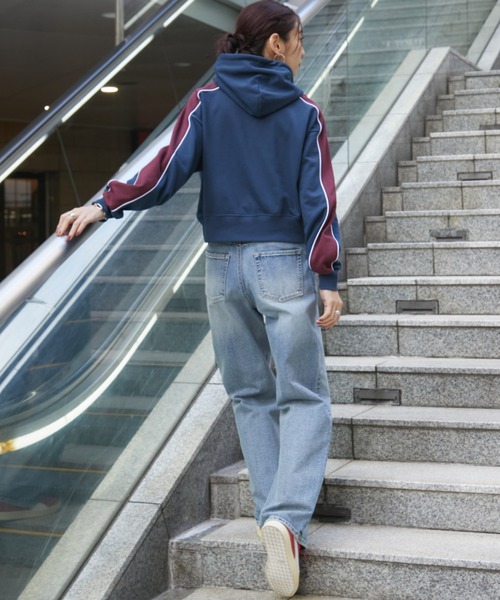 Auntie Rosa Holiday（アンティローザホリデー）の「裏毛ライン配色フーディー（パーカー・レディース・チャコールグレー/ネイビー・FREE）」の22枚目の写真