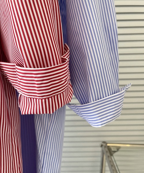 aimoha（アイモハ）の「ストライプシャツロングワンピース（ワンピース・レディース・ブルー/レッド・MEDIUM/SMALL/X-LARGE/LARGE）」の15枚目の写真