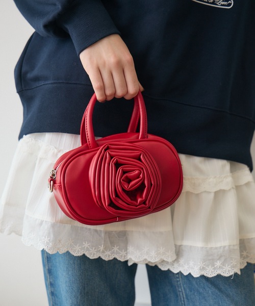 Birthday room（バースデイルーム）の「2wayローズモチーフハンド/ショルダーバッグ  /  2way rose motif hand and shoulder bag（ショルダーバッグ・レディース・アイボリー/ブラック/レッド・FREE）」の3枚目の写真