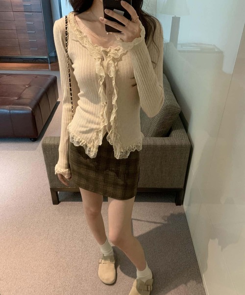 MAISON DE THERESE(メゾン ド テレーズ)の「レースアップクルーネックニット ロン T(ニット/セーター・レディース・ホワイト/ブラック/アイボリー・FREE)」の14枚目の写真