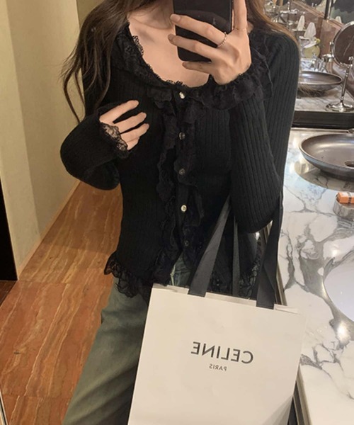 MAISON DE THERESE(メゾン ド テレーズ)の「レースアップクルーネックニット ロン T(ニット/セーター・レディース・ホワイト/ブラック/アイボリー・FREE)」の16枚目の写真