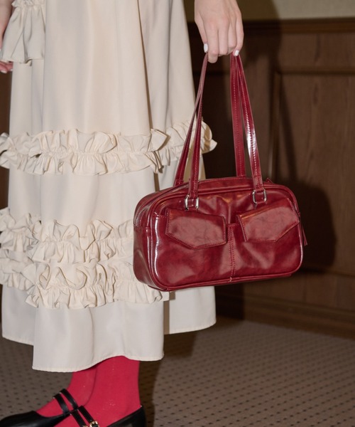 idem（イデム）の「double pocket long boston bag / ダブルポケットバッグ（トートバッグ・レディース・レッド・FREE）」の7枚目の写真