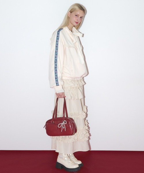 idem（イデム）の「double pocket long boston bag / ダブルポケットバッグ（トートバッグ・レディース・レッド・FREE）」の8枚目の写真