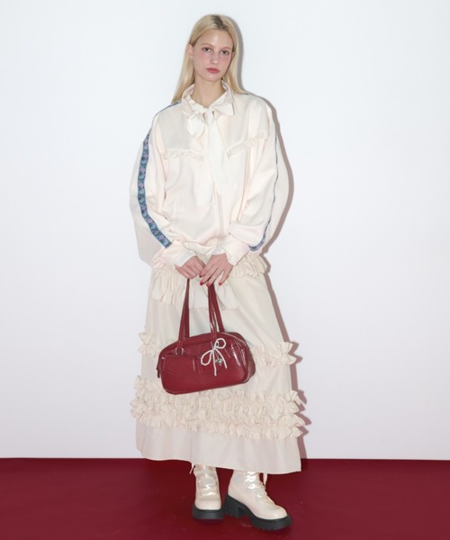 idem（イデム）の「double pocket long boston bag / ダブルポケットバッグ（トートバッグ・レディース・レッド・FREE）」の4枚目の写真