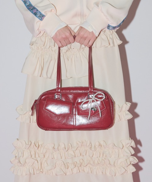 idem（イデム）の「double pocket long boston bag / ダブルポケットバッグ（トートバッグ・レディース・レッド・FREE）」の2枚目の写真