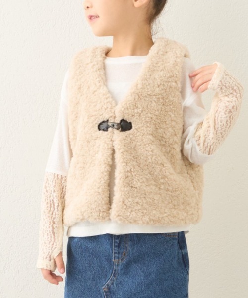 CIAOPANIC TYPY(チャオパニックティピー)の「【KIDS】ボアベスト(ベスト・キッズ・ベージュ/チャコールグレー・XX-LARGE/X-LARGE/MEDIUM)」の15枚目の写真