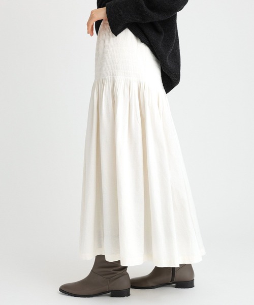 BABYLONE（バビロン）の「コットンタックロングスカート（スカート・レディース・オフホワイト/ブラック・フリー）」の11枚目の写真