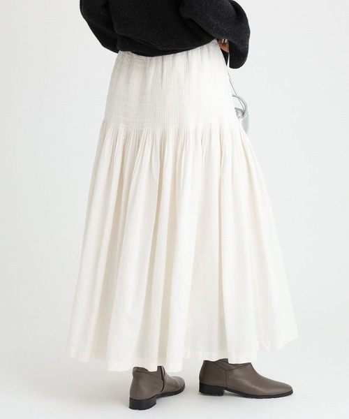 BABYLONE（バビロン）の「コットンタックロングスカート（スカート・レディース・オフホワイト/ブラック・フリー）」の14枚目の写真