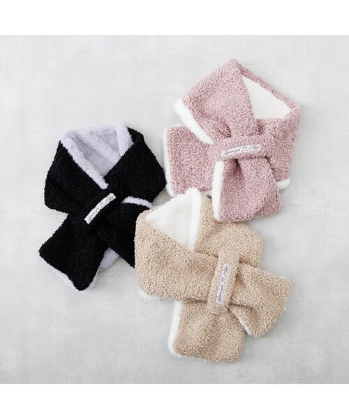 algy（アルジー）の「リバーシブルエコファーティペット（マフラー・キッズ・ブラック/ベージュ/ピンク・FREE）」の4枚目の写真