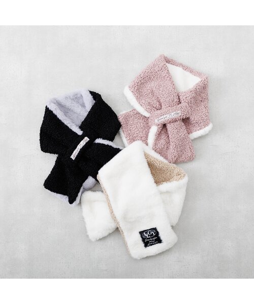 algy（アルジー）の「リバーシブルエコファーティペット（マフラー・キッズ・ブラック/ベージュ/ピンク・FREE）」の5枚目の写真