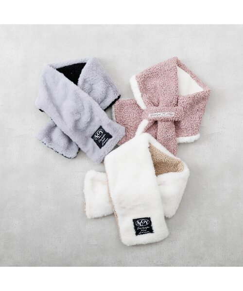 algy（アルジー）の「リバーシブルエコファーティペット（マフラー・キッズ・ブラック/ベージュ/ピンク・FREE）」の6枚目の写真