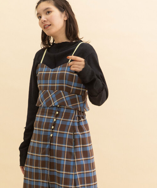 POU DOU DOU(プードゥドゥ)の「タータンチェックなみなみビスチェ(ベスト・レディース・ダークブラウン/ネイビー・M)」の13枚目の写真
