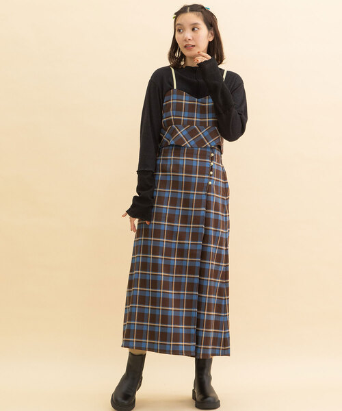 POU DOU DOU(プードゥドゥ)の「タータンチェックなみなみビスチェ(ベスト・レディース・ダークブラウン/ネイビー・M)」の15枚目の写真
