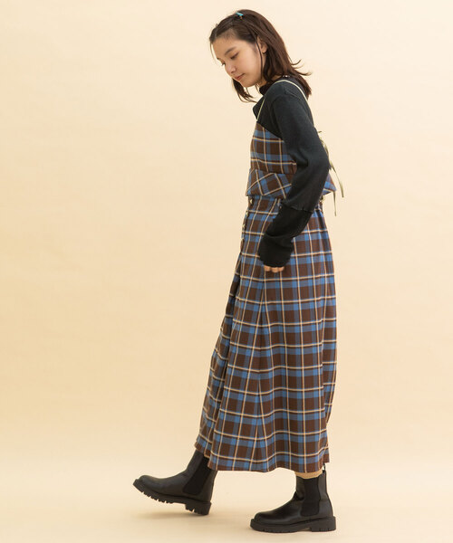 POU DOU DOU(プードゥドゥ)の「タータンチェックなみなみビスチェ(ベスト・レディース・ダークブラウン/ネイビー・M)」の16枚目の写真