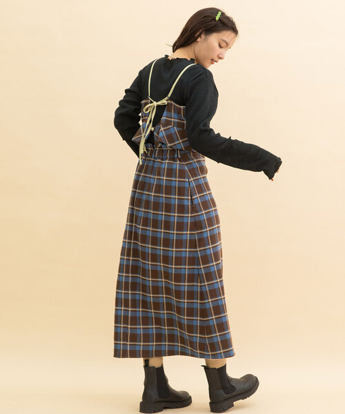 POU DOU DOU(プードゥドゥ)の「タータンチェックなみなみビスチェ(ベスト・レディース・ダークブラウン/ネイビー・M)」の17枚目の写真