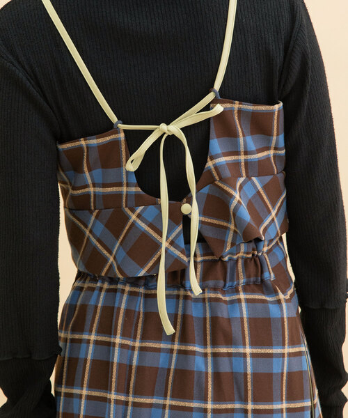 POU DOU DOU(プードゥドゥ)の「タータンチェックなみなみビスチェ(ベスト・レディース・ダークブラウン/ネイビー・M)」の19枚目の写真