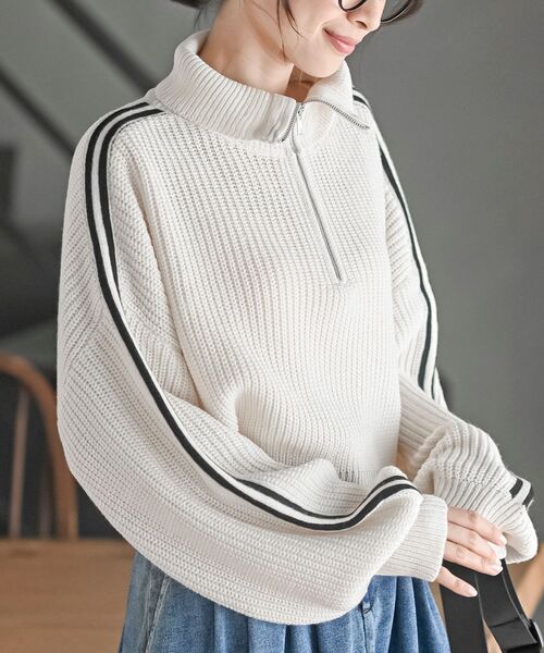 ライン入りハーフZIPニットプルオーバー（ニット/セーター）｜rps