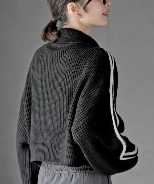ライン入りハーフZIPニットプルオーバー（ニット/セーター）｜rps