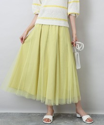 タフタチュールリバーシブルスカート/洗える