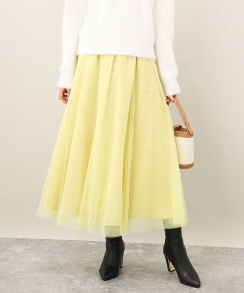 MK MICHEL KLEIN(エムケーミッシェルクラン)の「タフタチュールリバーシブルスカート/洗える(スカート・レディース・ライトイエロー/ブラック・38)」の8枚目の写真