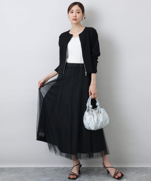 MK MICHEL KLEIN(エムケーミッシェルクラン)の「タフタチュールリバーシブルスカート/洗える(スカート・レディース・ライトイエロー/ブラック・38)」の4枚目の写真