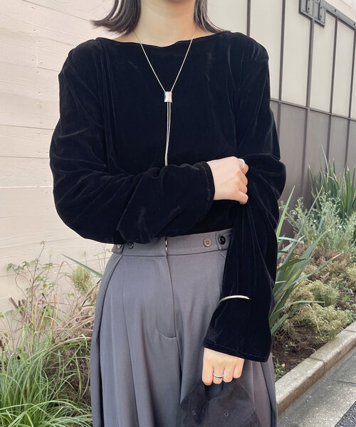 mline（エムライン）の「[mline]シアーベロアギャザートップス（Tシャツ/カットソー・レディース・アイボリー/ブラック/ボルドー・FREE）」の11枚目の写真