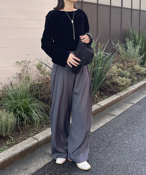 mline（エムライン）の「[mline]シアーベロアギャザートップス（Tシャツ/カットソー・レディース・アイボリー/ブラック/ボルドー・FREE）」の12枚目の写真