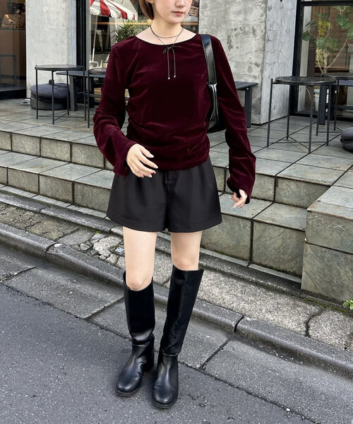 mline（エムライン）の「[mline]シアーベロアギャザートップス（Tシャツ/カットソー・レディース・アイボリー/ブラック/ボルドー・FREE）」の19枚目の写真