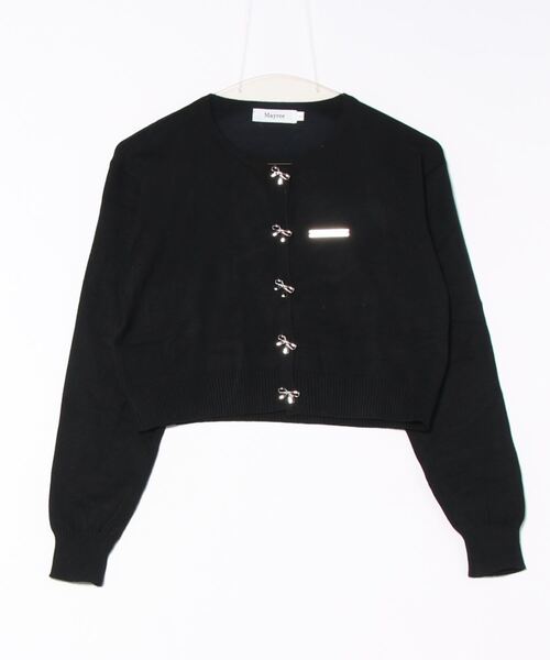 Mayree（メイリー）の「【Mayree】リボンモチーフ メタル ボタン カーディガン（ニット/セーター・レディース・ブラック・SMALL/MEDIUM/LARGE）」の5枚目の写真