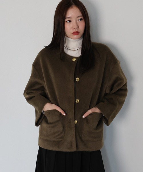 ポウ　綺麗め　コート　ウール　金ボタン Re:EDIT ステンカラーコート コート 「2024-25 WINTER COLLECTION