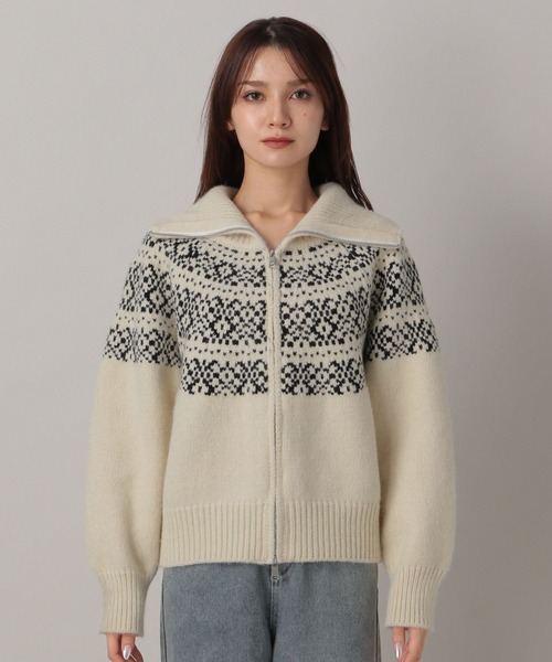 FOREVER 21（フォーエバー トゥエンティーワン）の「【2024FW】ジャガードノルディックダブルジップニット（ニット/セーター・レディース・レッド/グレー/ナチュラル・FREE）」の7枚目の写真