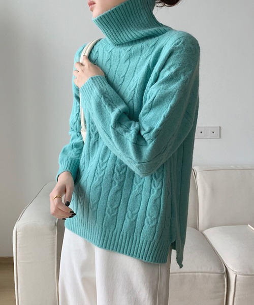 Nike ケーブル編み タートルネックセーター オリーブグリーン NIKE AS