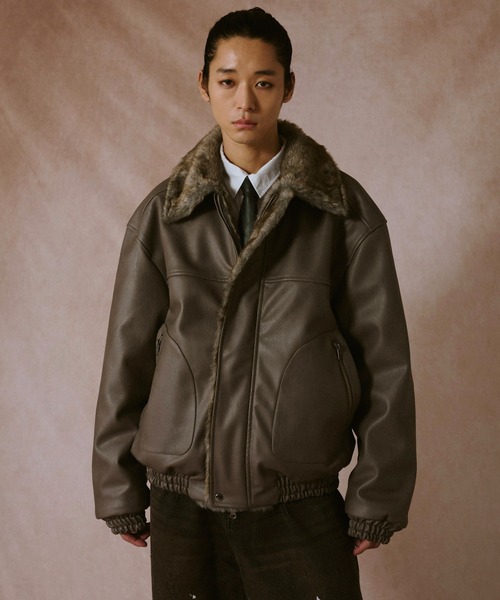 Camphor wood(Jt@[Ebh)leather/fur faux reversible flight jacket / tFCNU[t@[2wayo[VutCgWPbg(̑AE^[)