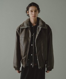 leather/fur faux reversible flight jacket / フェイクレザーファー2wayリバーシブルフライトジャケット