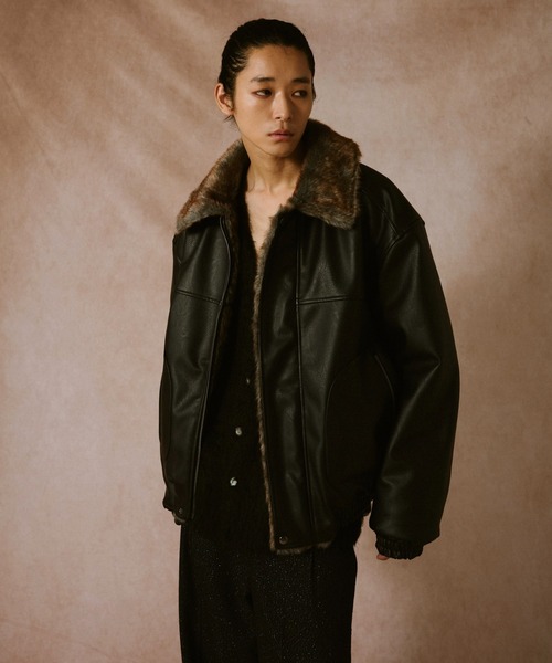 カンファーウッド　ジャケット leather/fur faux reversible flight jacket / フェイクレザーファー