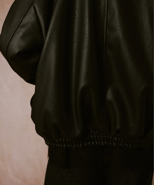 camphor woodブラックレザー・ファー 2wayリバーシブルジャケット leather/fur faux reversible flight jacket / フェイクレザーファー