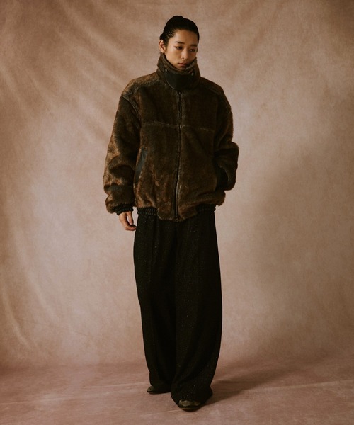 leather/fur faux reversible flight jacket / フェイクレザーファー