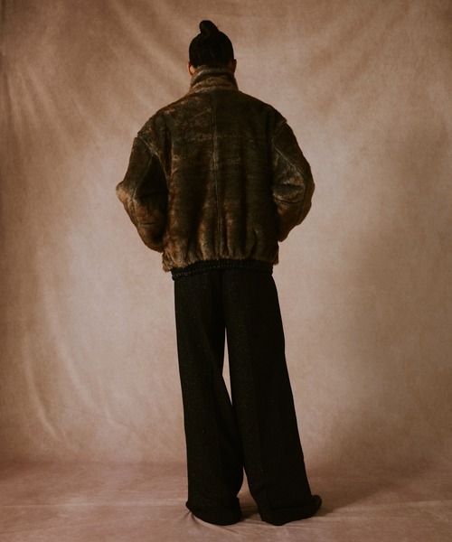 CamphorWood フェイクレザーファーリバーシブルフライトジャケット　M leather/fur faux reversible flight jacket / フェイクレザー