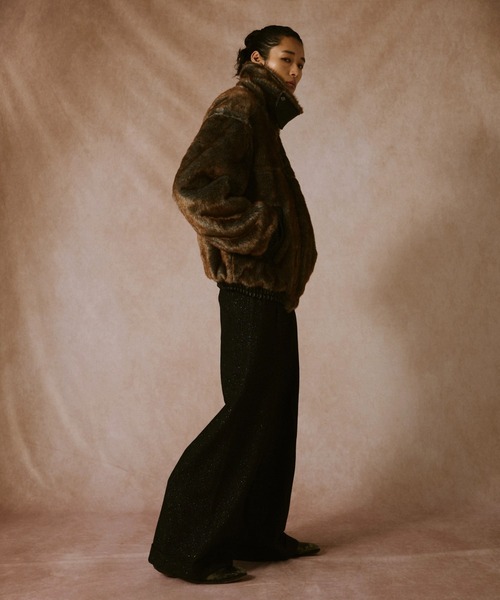 leather/fur faux reversible flight jacket / フェイクレザーファー