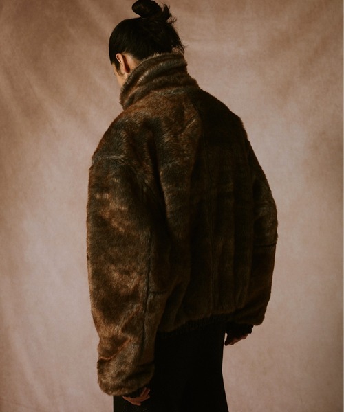 leather/fur faux reversible flight jacket / フェイクレザー