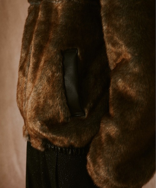 leather/fur faux reversible flight jacket / フェイクレザーファー