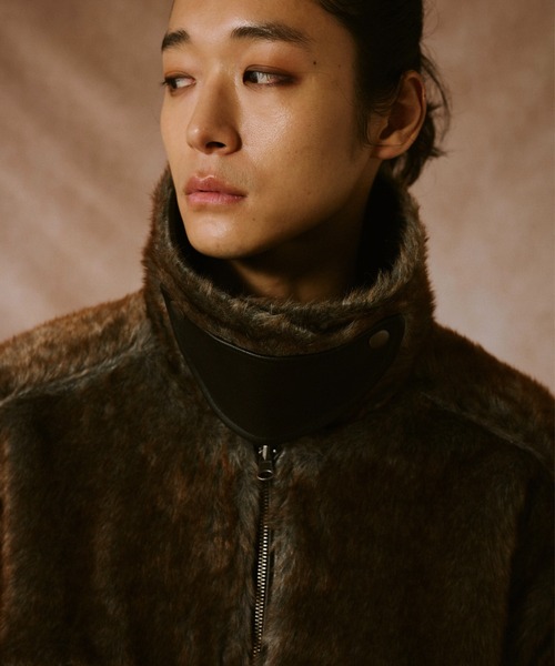 leather/fur faux reversible flight jacket / フェイクレザーファー