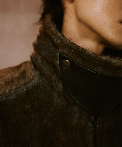 leather/fur faux reversible flight jacket / フェイクレザーファー