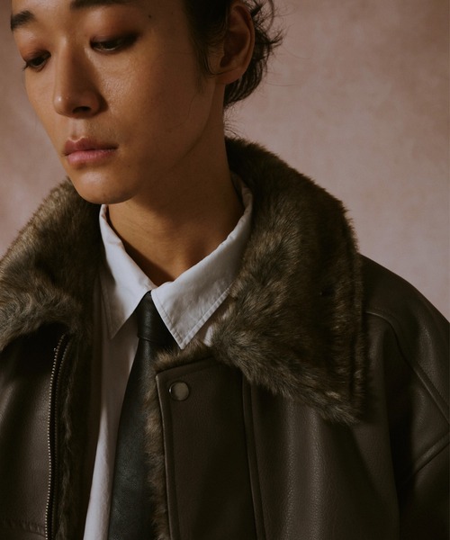 CAMPHOR WOOD レザー・ファー リバーシブルフライトジャケット leather/fur faux reversible flight jacket / フェイクレザーファー