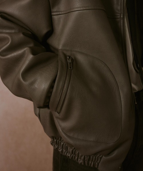 leather/fur faux reversible flight jacket / フェイクレザーファー