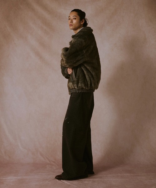 Camphor wood(カンファーウッド)の「leather/fur faux reversible flight jacket / フェイクレザーファー2wayリバーシブルフライトジャケット(その他アウター・メンズ・ブラック/ブラウン系/グレー系・SMALL/MEDIUM/LARGE)」の18枚目の写真